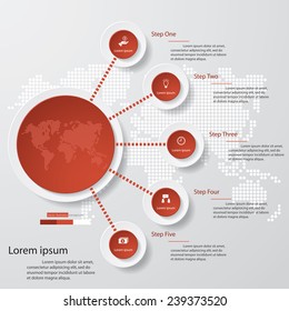 Design clean template/graphic or website layout. 5 steps in the circle shape layout.