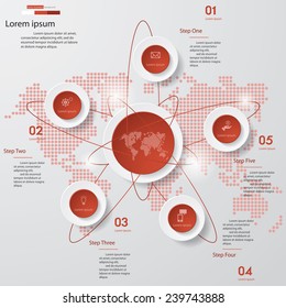 Design clean template/graphic or website layout. 5 steps in the circle shape layout.