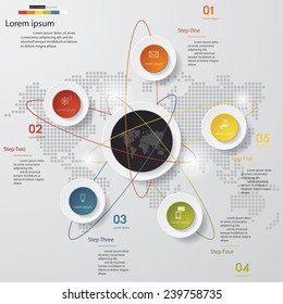 Design clean template/graphic or website layout. 5 steps in the circle shape layout.