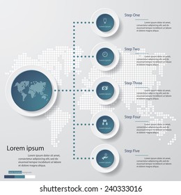 Design clean template/graphic or website layout. 5 steps in the circle shape layout.