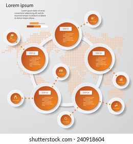 Design clean template/graphic or website layout. 5 steps in the circle shape layout.