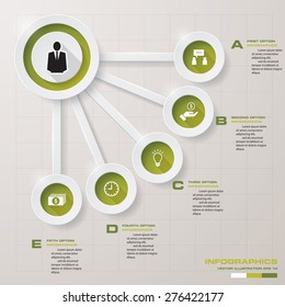 Design clean template/graphic or website layout. 5 step order diagram layout.