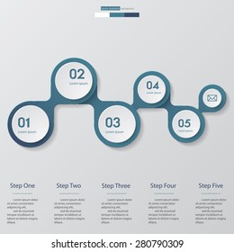 Design clean template/graphic or website layout. 5 step order diagram layout.