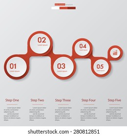 Design clean template/graphic or website layout. 5 step order diagram layout.