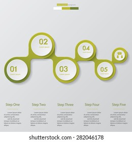 Design clean template/graphic or website layout. 5 step order diagram layout.