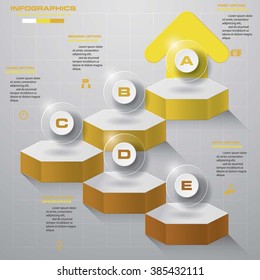 Design clean template/graphic or website layout. 5 step order diagram layout.