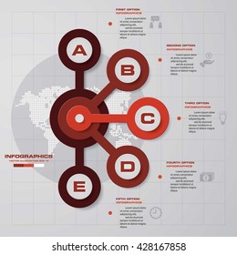 Design clean template/graphic or website layout. 5 steps in the circle shape layout.