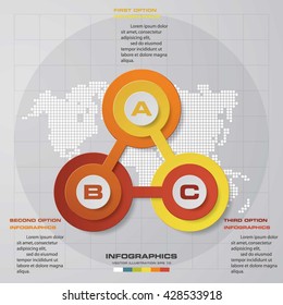 Design clean template/graphic or website layout. 3 steps in the circle shape layout.