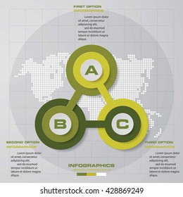 Design clean template/graphic or website layout. 3 steps in the circle shape layout.
