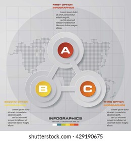 Design clean template/graphic or website layout. 3 steps in the circle shape layout.