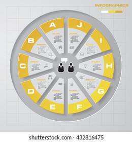 Design clean template/graphic or website layout. 10 step order diagram layout.