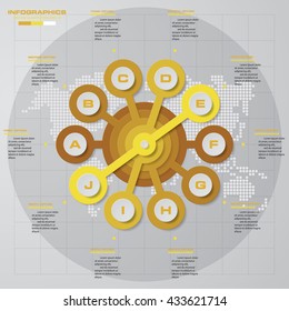 Design clean template/graphic or website layout. 10 step order diagram layout.