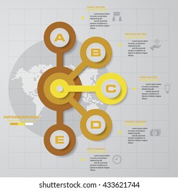 Design clean template/graphic or website layout. 5 steps in the circle shape layout.