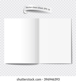 Design of clean, unfolded pages of the book, magazine, notebook, album. isolated vector EPS10.