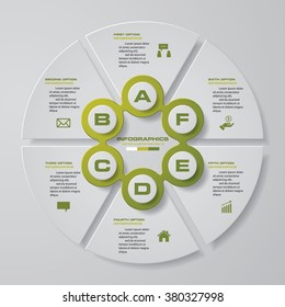Design clean workflow 6 steps template/graphic or website layout. Vector.