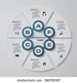 Design clean workflow 6 steps template/graphic or website layout. Vector.