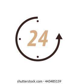 Design clock  Flat icon and Logo  brown color
