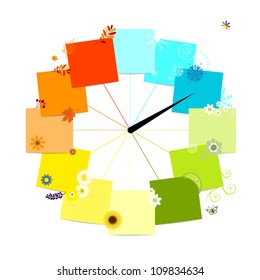 Design of clock. Four seasons, concept.