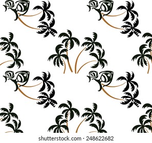 design of the coconut beach and fish.