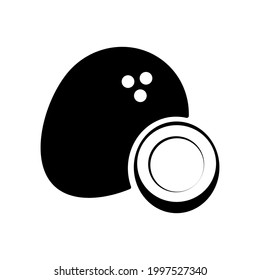 The design of the coconut fruit. Whole and half coconut vector illustration