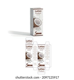 Design for a coconut lotion product, the weight of the box is 300 ml