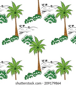 Design of coconut trees in summer.