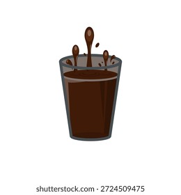 Diseño con ilustración de taza de café con efecto de goteo desde arriba. Diseño para cafetería