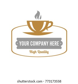 Design coffee logo in the old style with ribbon. Vector illustration. Set on a white background