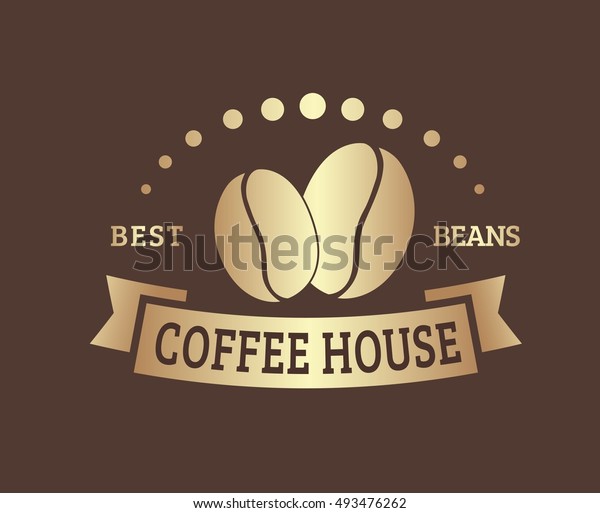 Design Coffee Logo Ribbon Beans Cafe Stock Vector Royalty Free