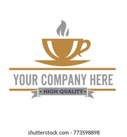 Design coffee shop logo in the old style with ribbon. Vector illustration. Set on a white background