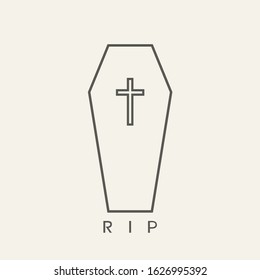 Design of coffin flat icon, DEP is RIP in spanish