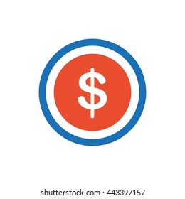 Design Coin Flat icon and Logo blue, orange