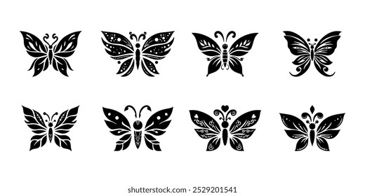 design collection with black butterfly silhouette art with different looks