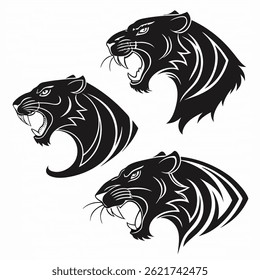 design a collection of dynamic black tiger head