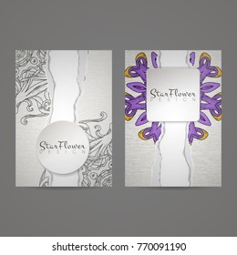 Design collection with mandala symbols. Set of business cards with circle ornament. Vector tribal ethnic decoration