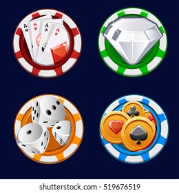 design collection Poker icon color chips in vector illustrations