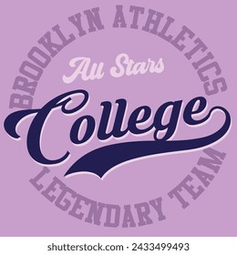 DESIGN COLLEGE BROOKLYN ATHLETICS LEGENDARY TEAM