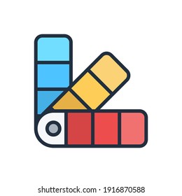 The design of the color palette stationery filled icon vector illustration, this vector is suitable for icons, logos, illustrations, stickers, books, covers, etc.