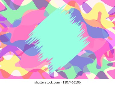Design and color is stacking overlap.
The patterns and strange abstract and used as the background. And a rectangular frame in the middle of the picture to enter text.