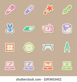 design color vector icons on paper stickers