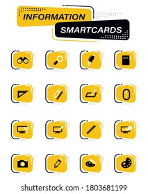 Design color vector icons on information smart cards for user interface design