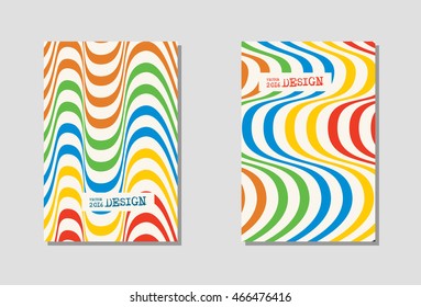Design color waving lines illusion background. Abstract stripe distortion backdrop. Zebra style decoration. Wallpaper with empty space for your text. Vector illustration