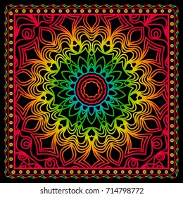 design colored background with lace floral pattern. vector illustration. print for scarf, bandana, tablecloth