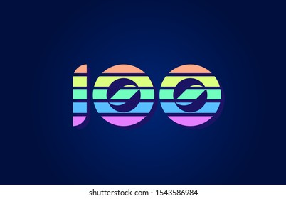 Design of colored number 100 in for company logo icon design. Usable for a company logotype or business