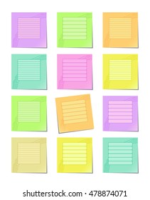Design of colored stickers with an ornament. Set lined labels for records with a pattern on the corner. Fluorescent colors.