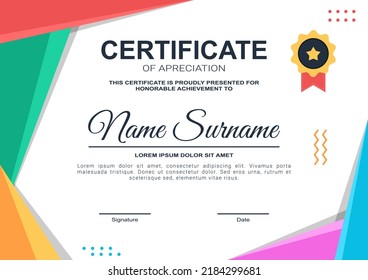 Design Colorful Certificate Template Certificate Design Stock Vector 