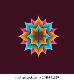 
design of colorful flower motif vector