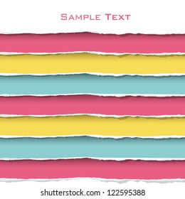 Design with colorful torn papers. Vector design.