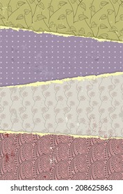 Design with colorful torn wallpapers. Vector illustration.