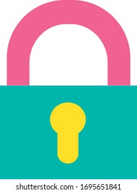 Design Colorful Vintage Locked Gate Padlock Icon. Security Key Lock with Keyhole Object. Closed Door Protection Equipment for Safe Access to Private Things Sign Concept Template Vector Flat Symbol